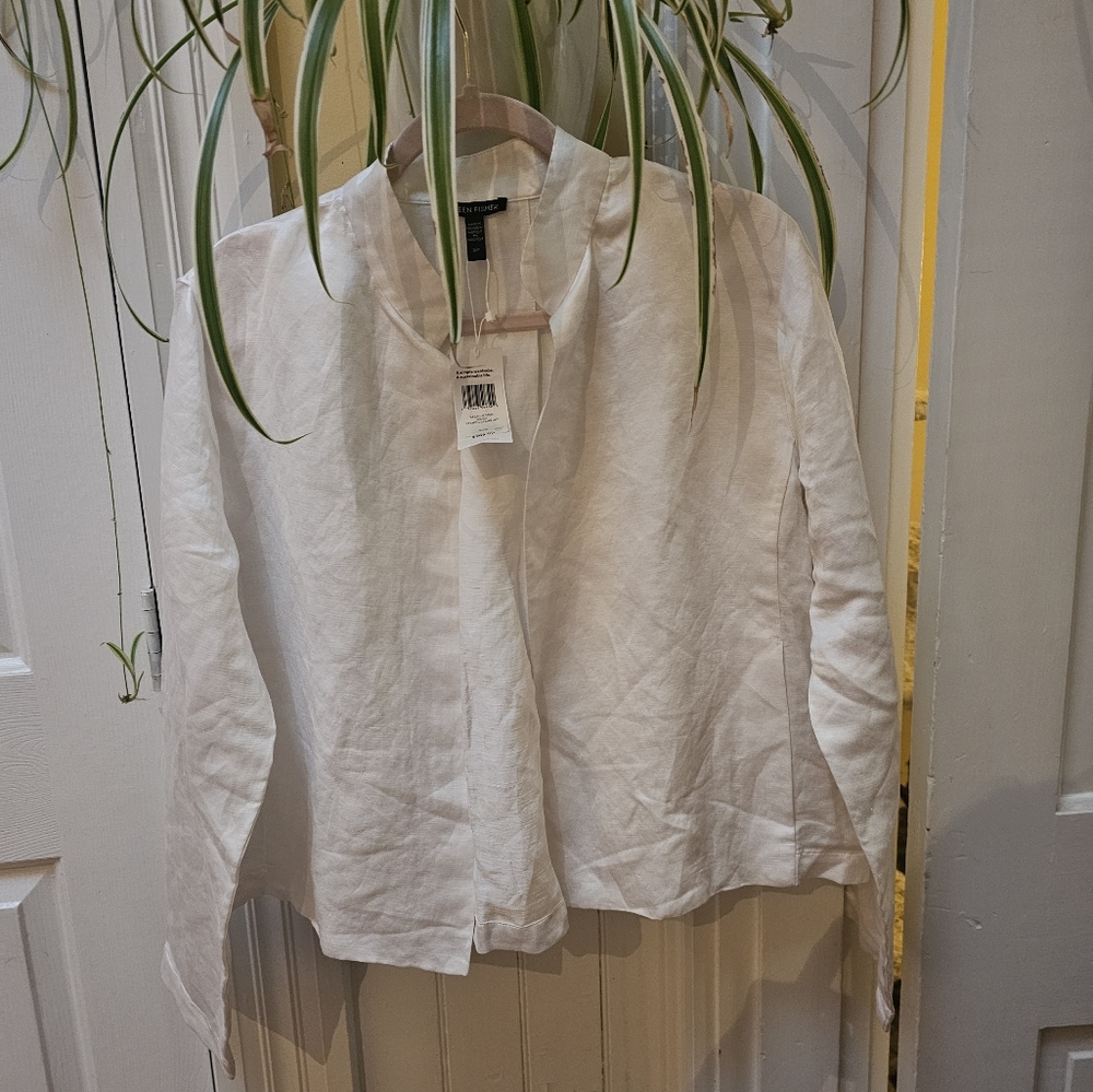 Eileen Fisher Cream Satin Blend Shirt
